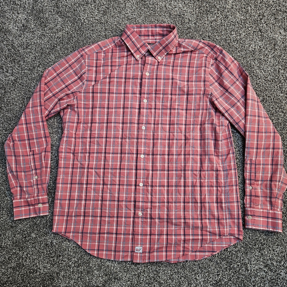 Vineyard Vines Performance Mens Shirt Large Classic Fit Murray Long Sleeve